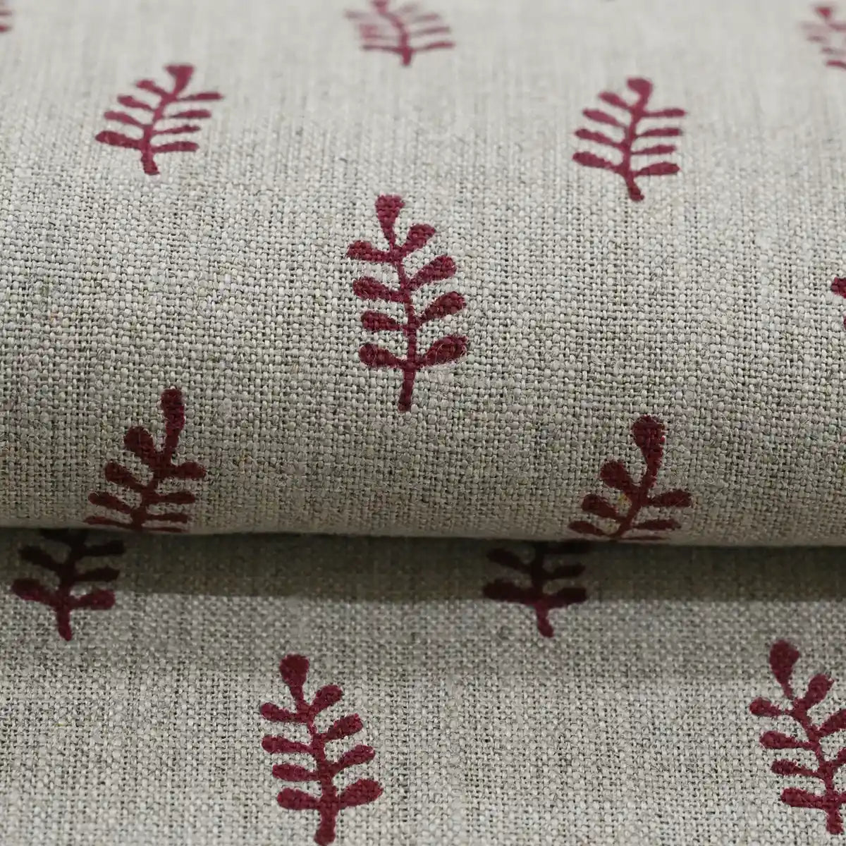Noslen Floral Block Print Linen Fabric
