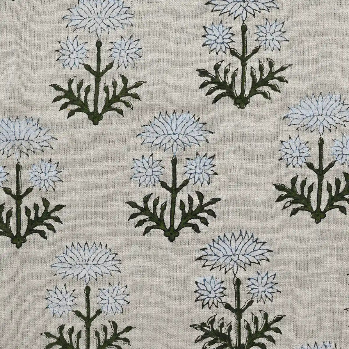 Alox Floral Hand Block Print Linen Fabric