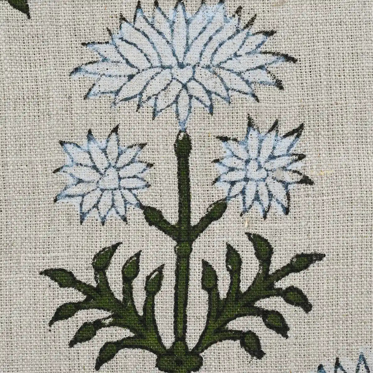 Alox Floral Hand Block Print Linen Fabric