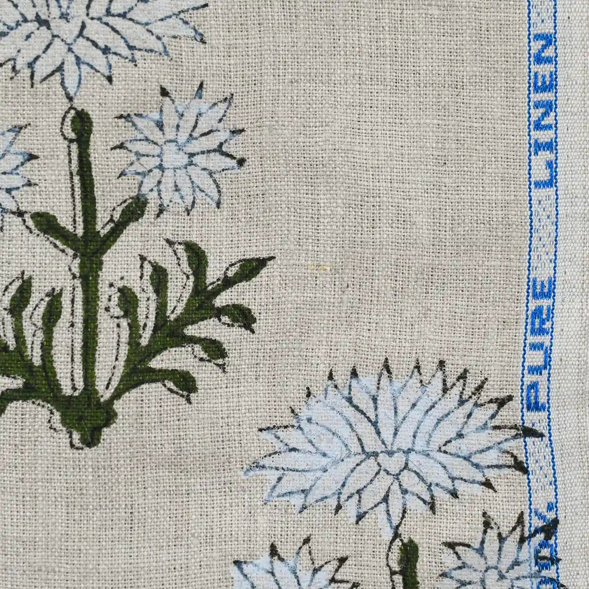 Alox Floral Hand Block Print Linen Fabric