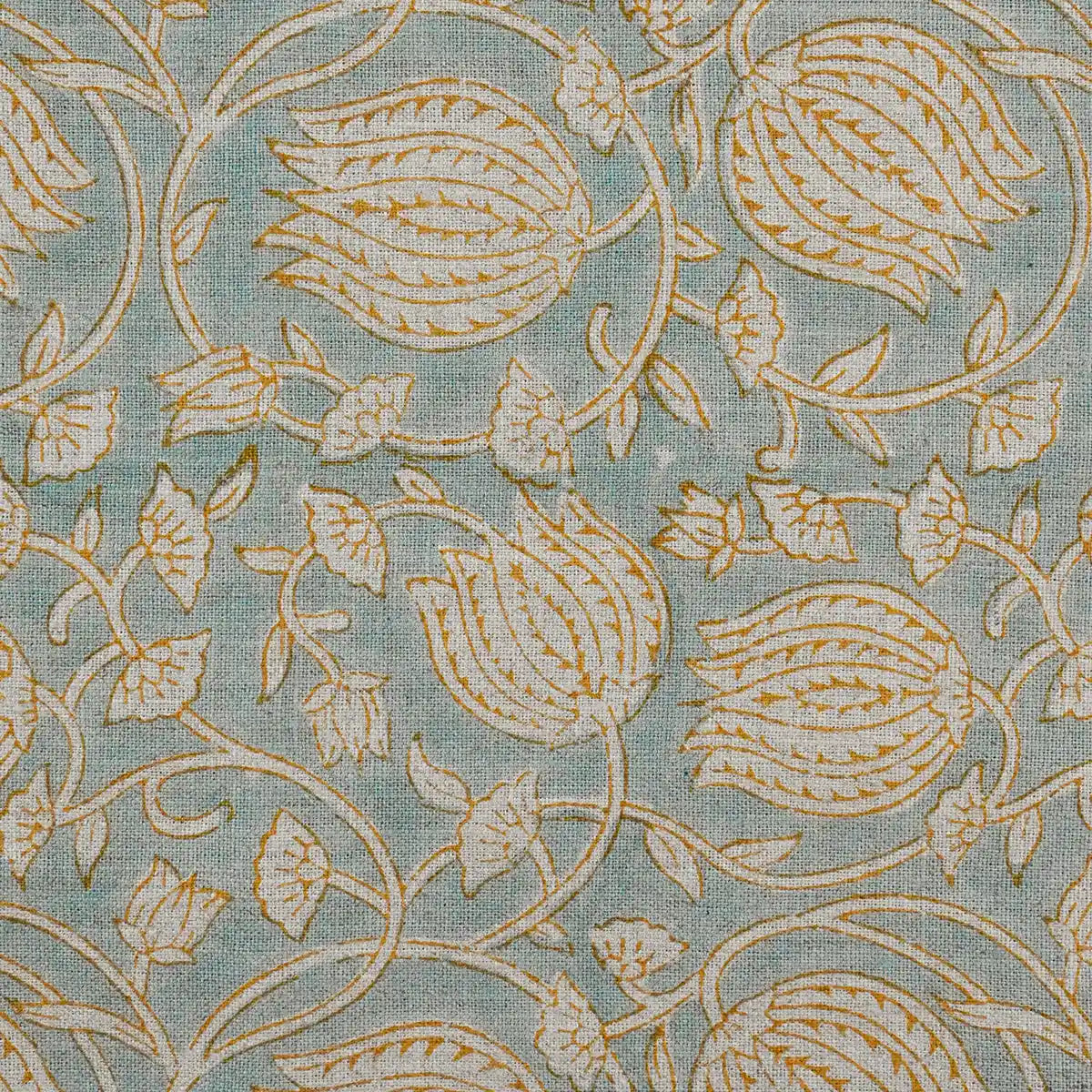 Creomsa Floral Block Print Linen Fabric