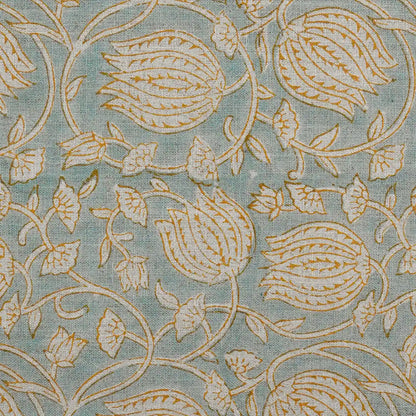 Creomsa Floral Block Print Linen Fabric
