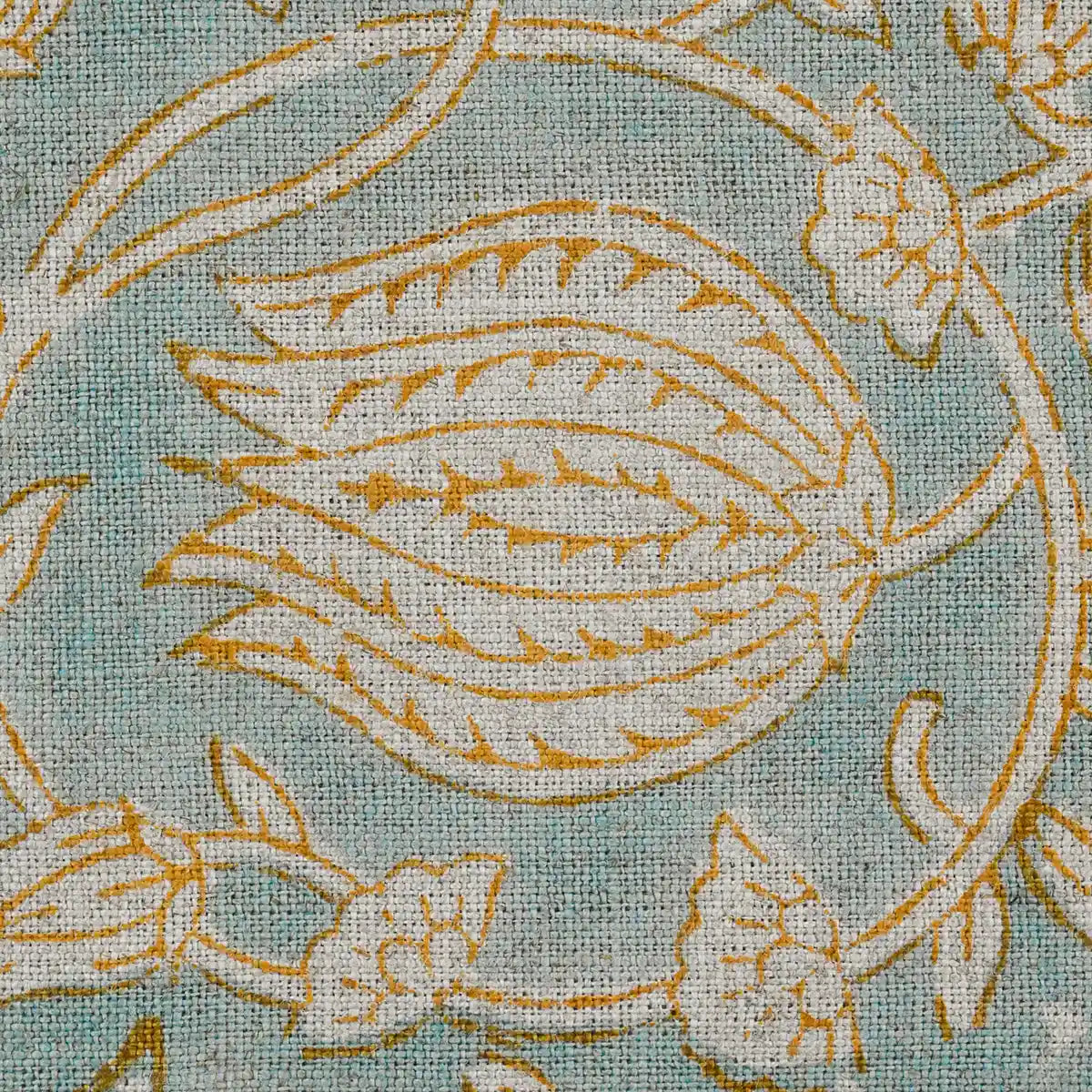 Creomsa Floral Block Print Linen Fabric