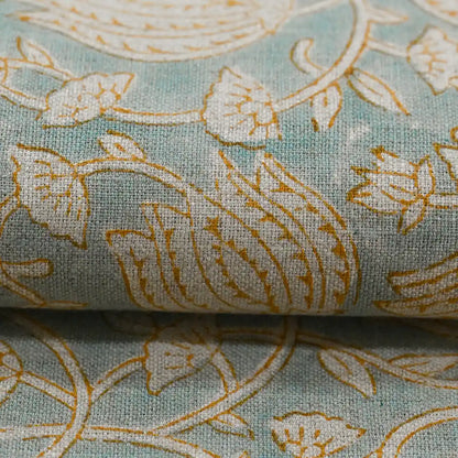 Creomsa Floral Block Print Linen Fabric