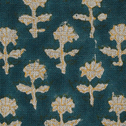 Jorge Floral Hand Block Print Linen Fabric