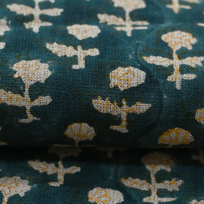 Jorge Floral Hand Block Print Linen Fabric