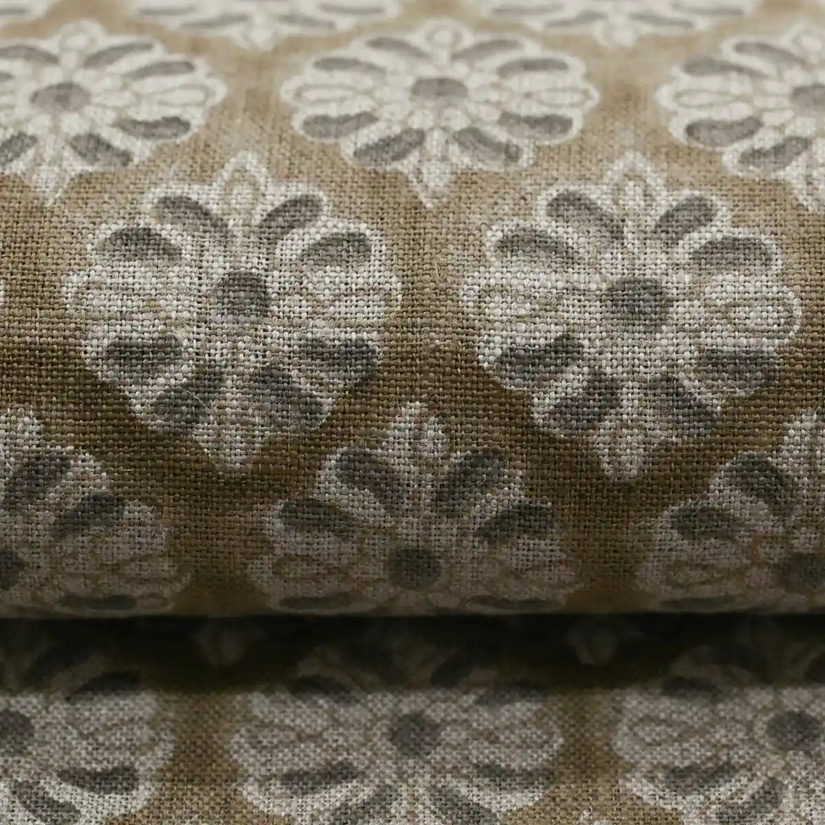 Leoy Geometric Hand Block Print Linen Fabric