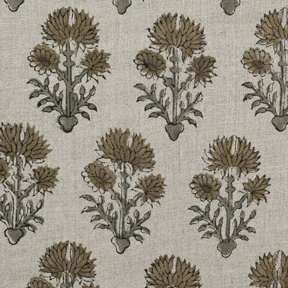 Alox Floral Hand Block Print Linen Fabric