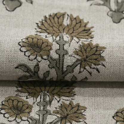 Alox Floral Hand Block Print Linen Fabric