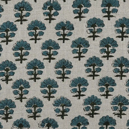 Terry Floral Hand Block Print Linen Fabric