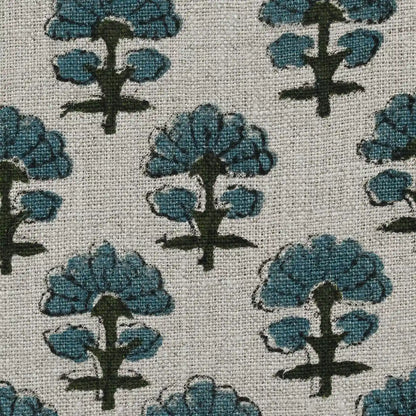 Terry Floral Hand Block Print Linen Fabric