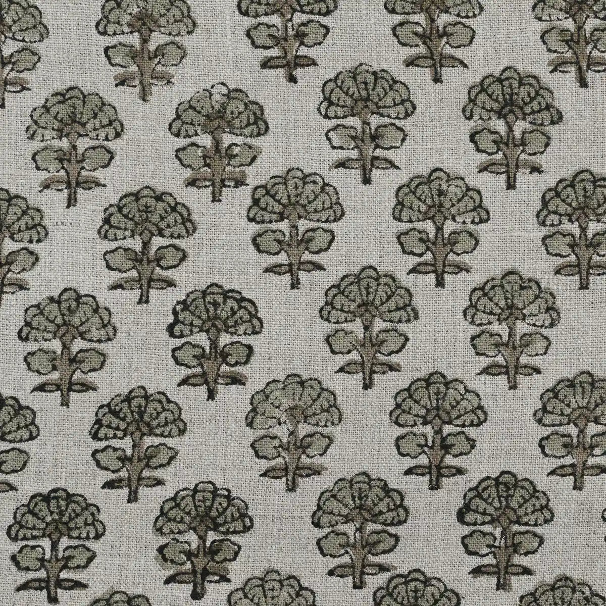 Terry Floral Hand Block Print Linen Fabric