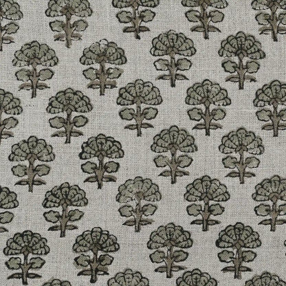 Terry Floral Hand Block Print Linen Fabric