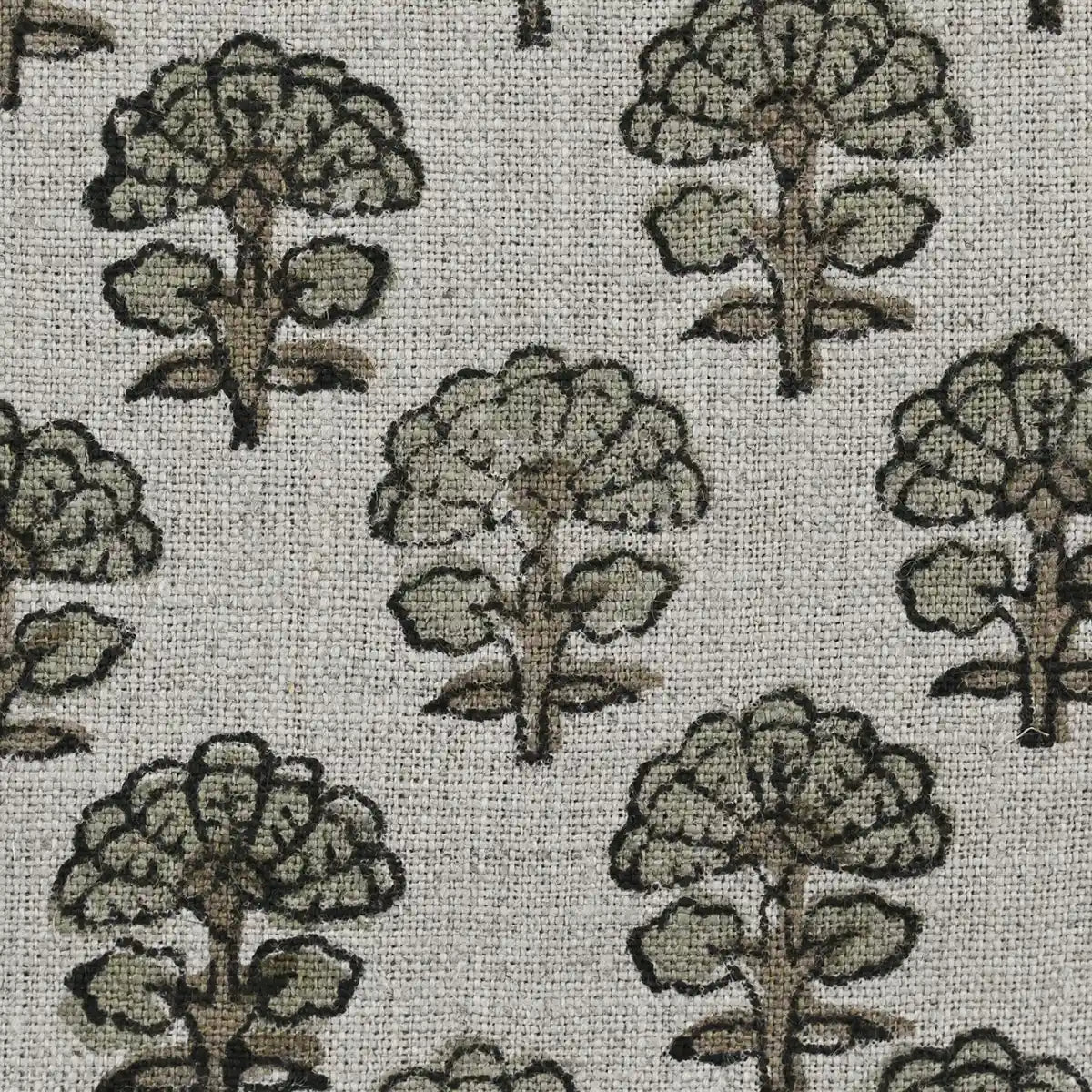 Terry Floral Hand Block Print Linen Fabric