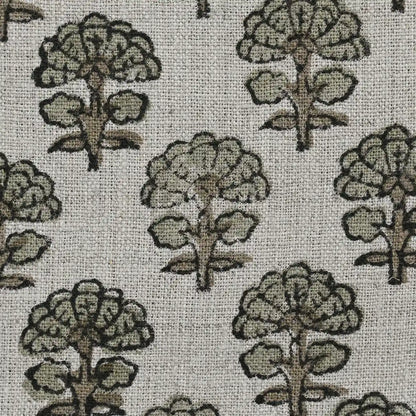 Terry Floral Hand Block Print Linen Fabric