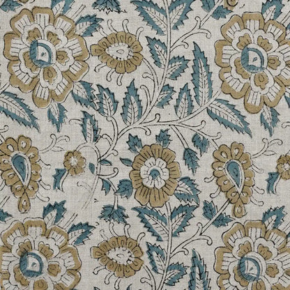 Nexoa Floral hand Block Print Linen Fabric