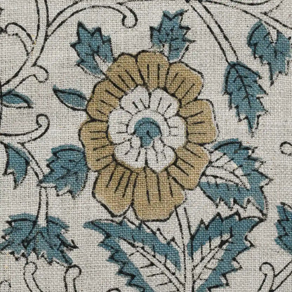 Nexoa Floral hand Block Print Linen Fabric