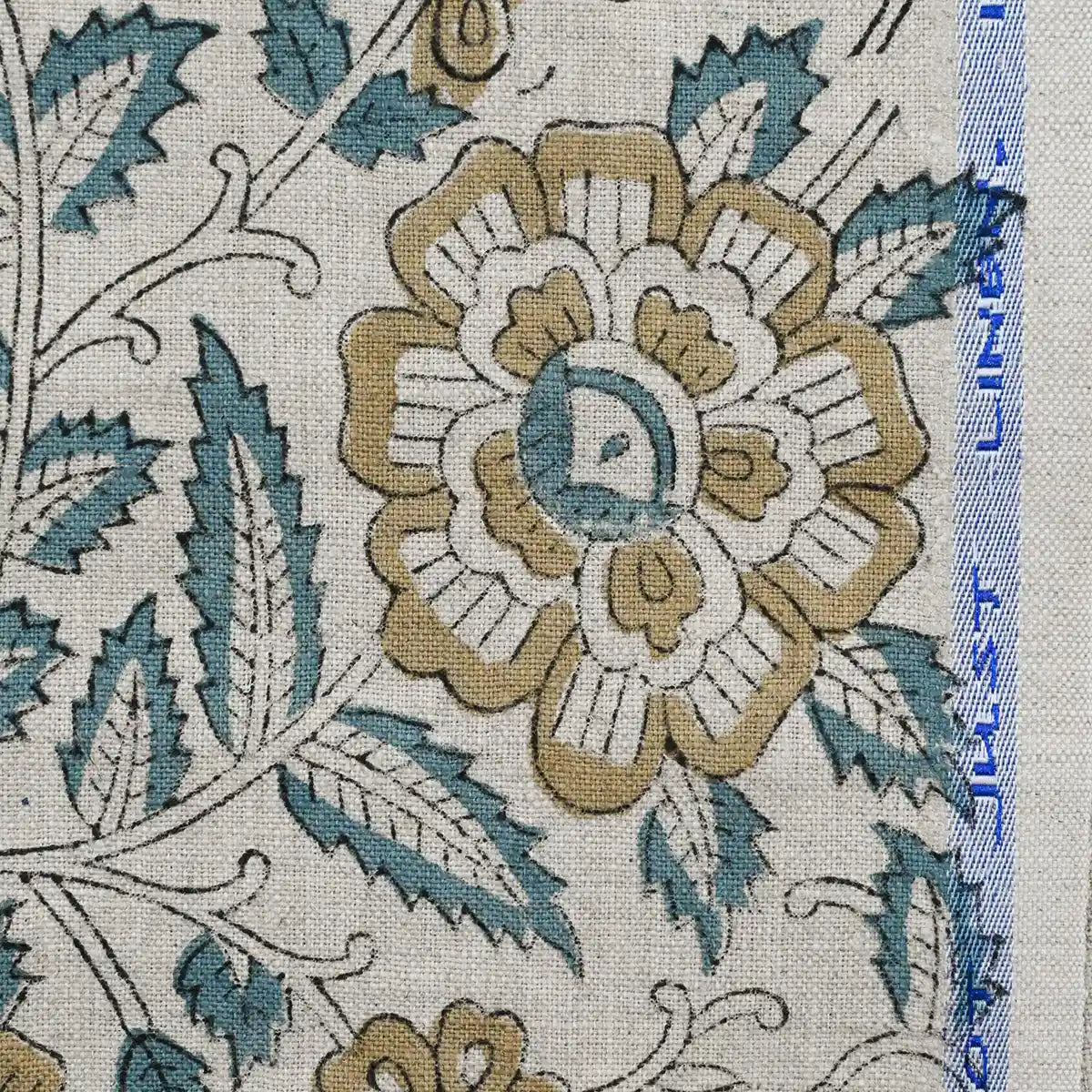 Nexoa Floral hand Block Print Linen Fabric