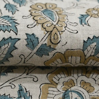 Nexoa Floral hand Block Print Linen Fabric