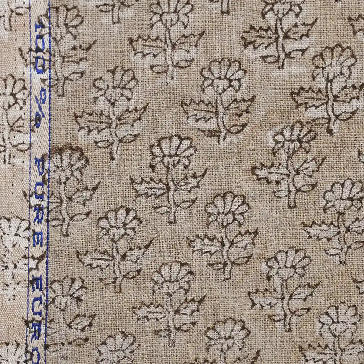 Jorge Floral Hand Block Print Linen Fabric