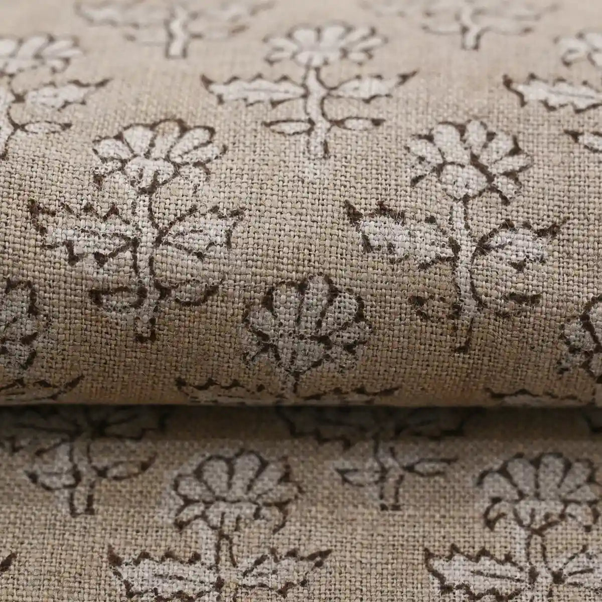 Jorge Floral Hand Block Print Linen Fabric