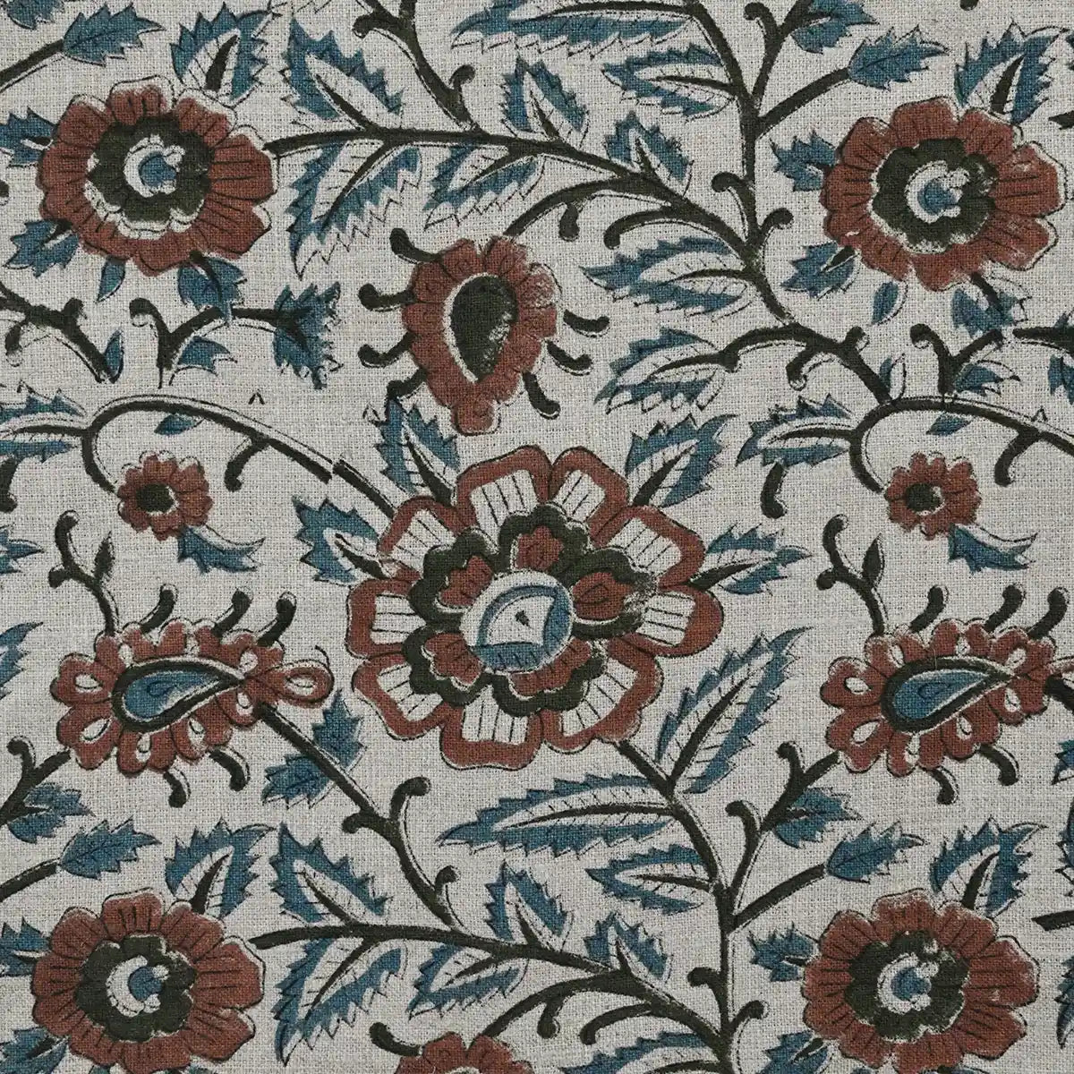 Nexoa Floral hand Block Print Linen Fabric