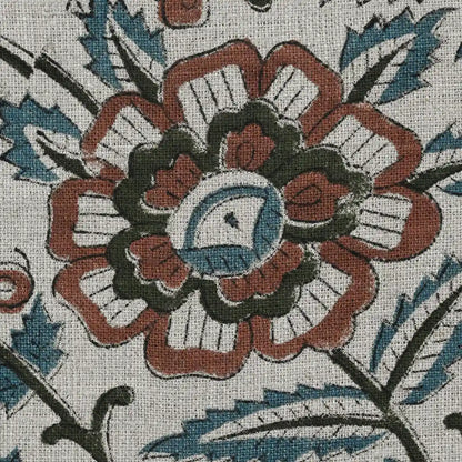 Nexoa Floral hand Block Print Linen Fabric