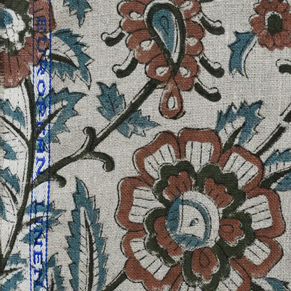 Nexoa Floral hand Block Print Linen Fabric