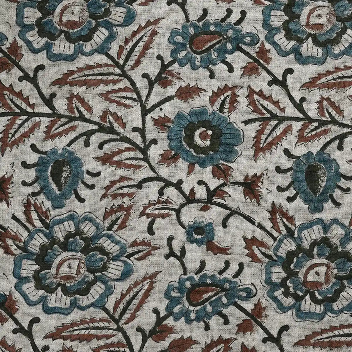 Nexoa Floral hand Block Print Linen Fabric
