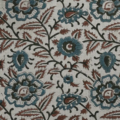 Nexoa Floral hand Block Print Linen Fabric