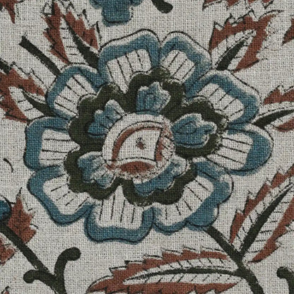 Nexoa Floral hand Block Print Linen Fabric