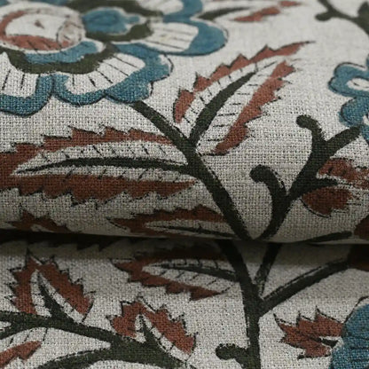 Nexoa Floral hand Block Print Linen Fabric