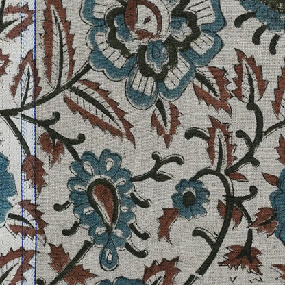 Nexoa Floral hand Block Print Linen Fabric
