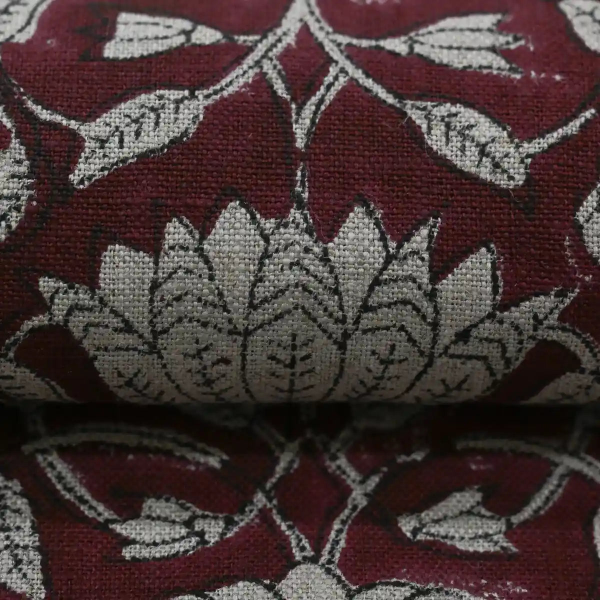 Melissa Floral Hand Block Linen Fabric