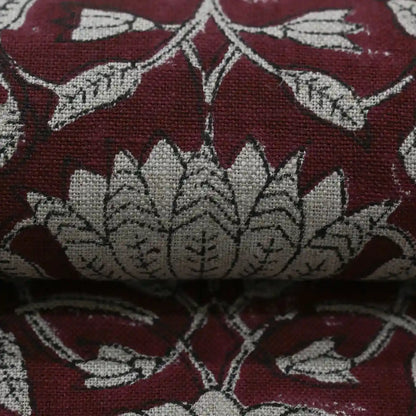 Melissa Floral Hand Block Linen Fabric