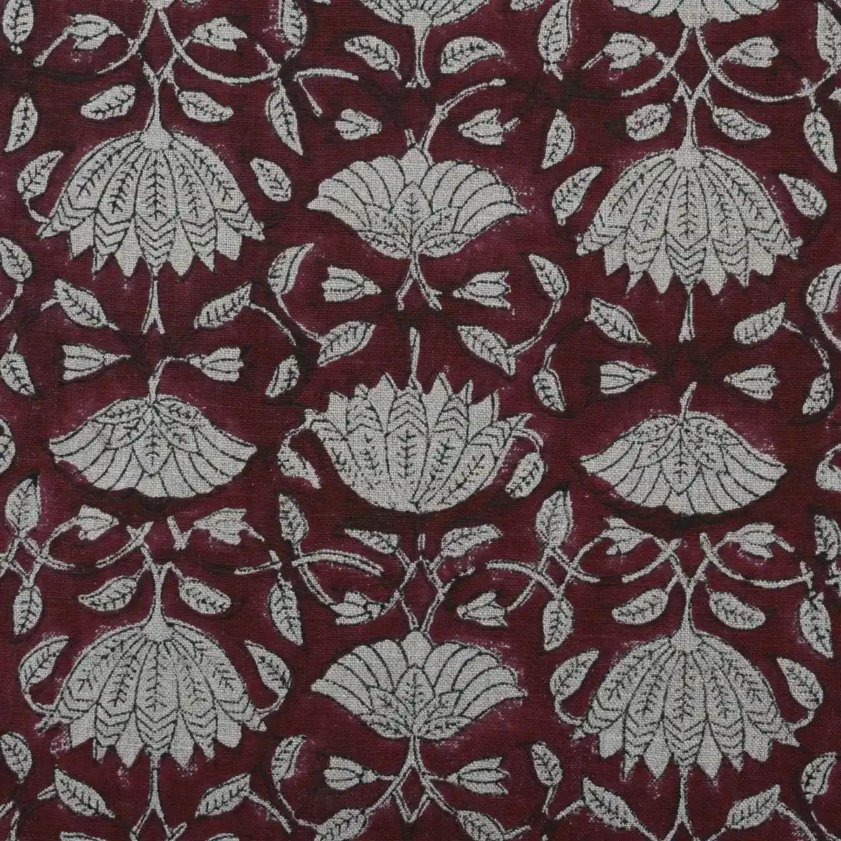 Melissa Floral Hand Block Linen Fabric