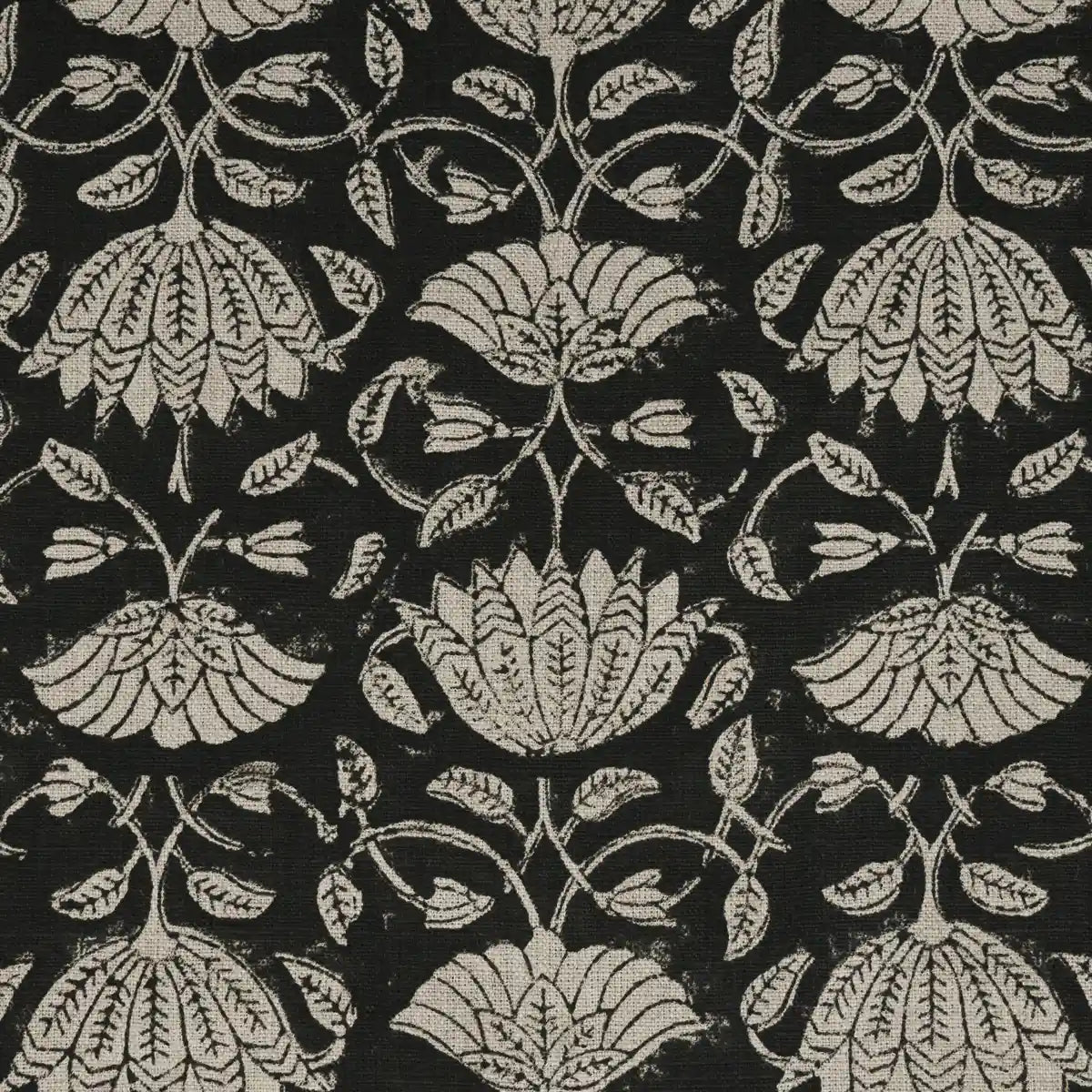 Melissa Floral Hand Block Linen Fabric