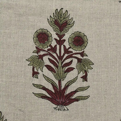 Jeremy Floral Hand Block Print Linen Fabric