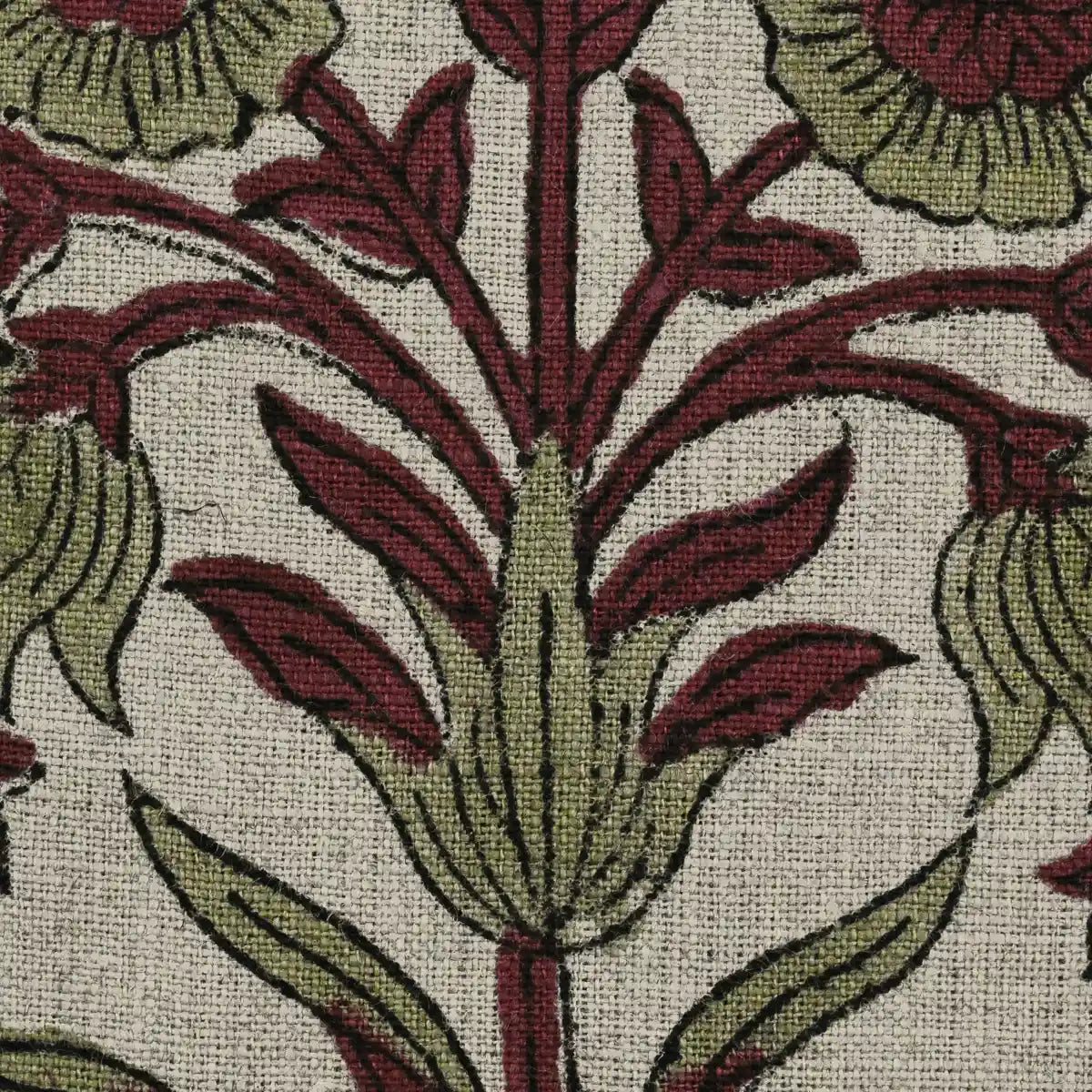 Jeremy Floral Hand Block Print Linen Fabric