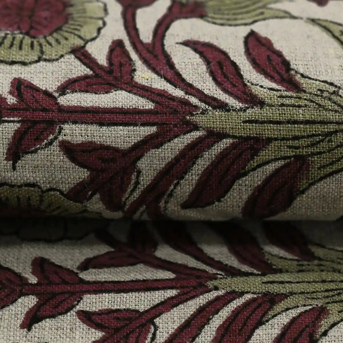 Jeremy Floral Hand Block Print Linen Fabric