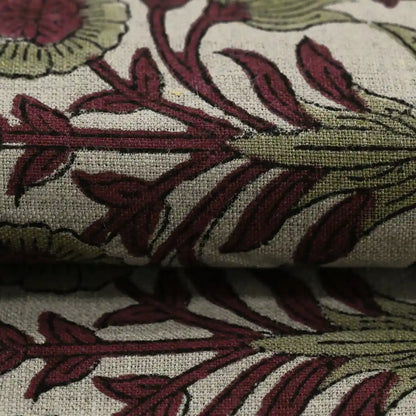 Jeremy Floral Hand Block Print Linen Fabric