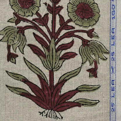 Jeremy Floral Hand Block Print Linen Fabric