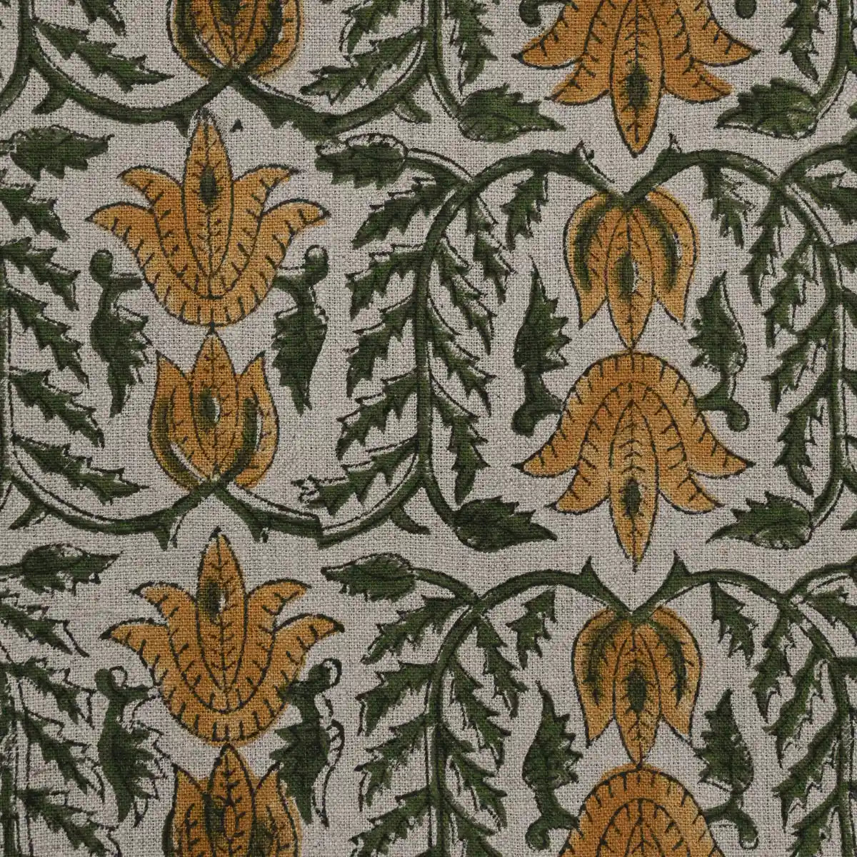 Racso Floral Block Print Linen Fabric