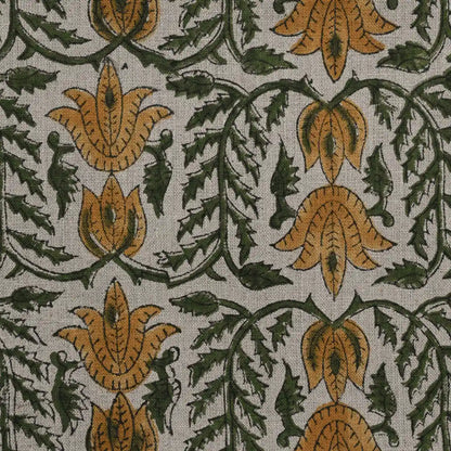 Racso Floral Block Print Linen Fabric