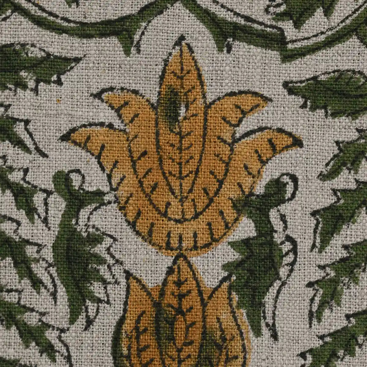 Racso Floral Block Print Linen Fabric