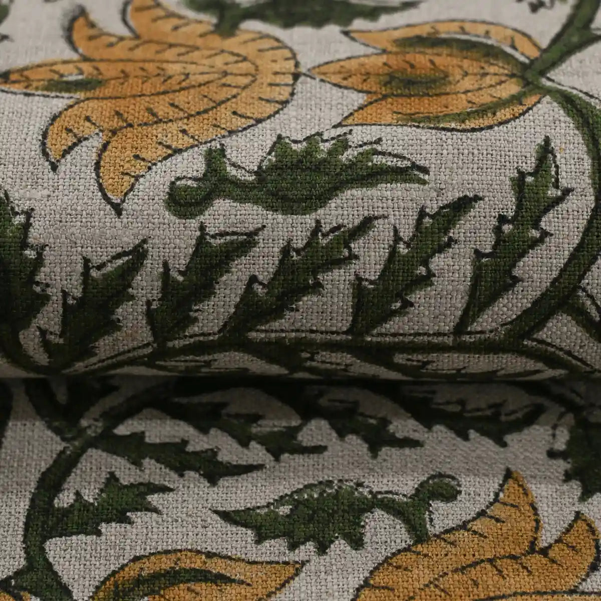 Racso Floral Block Print Linen Fabric