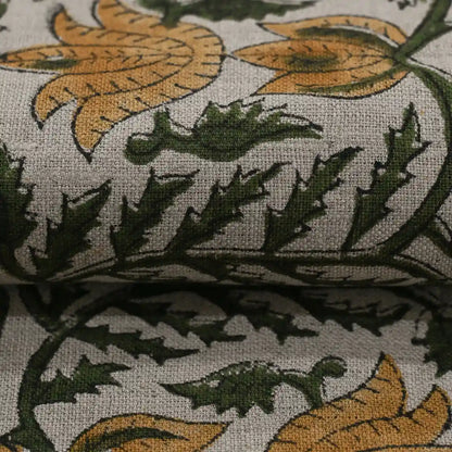 Racso Floral Block Print Linen Fabric