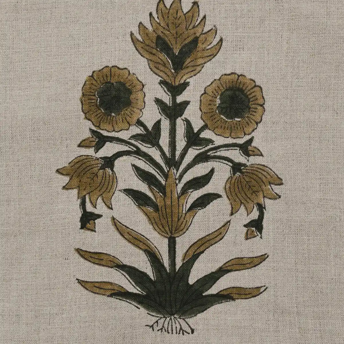 Jeremy Floral Hand Block Print Linen Fabric