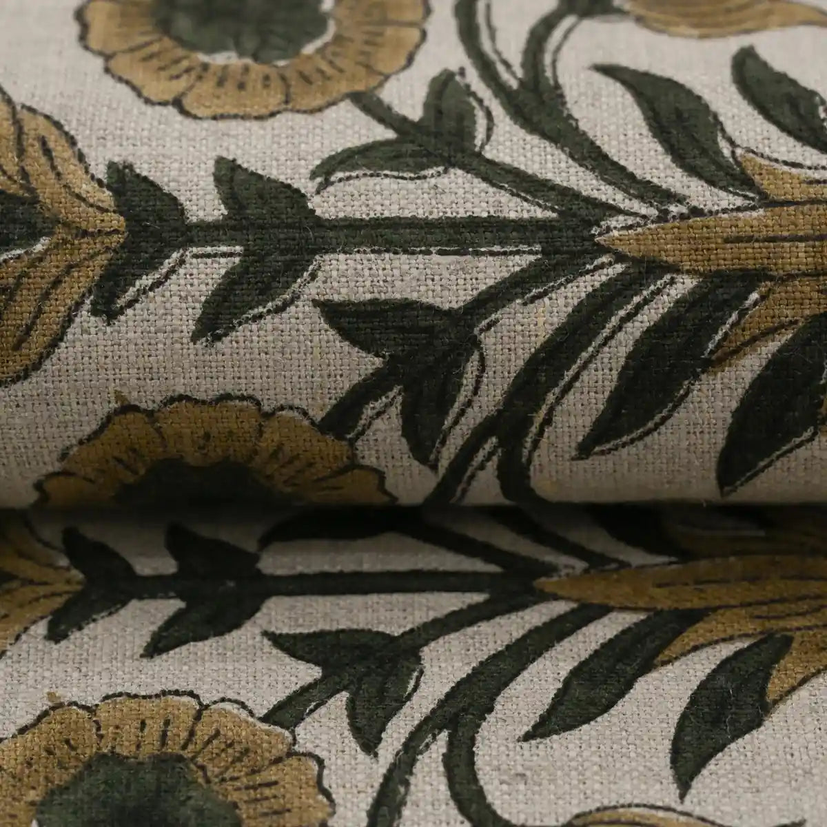 Jeremy Floral Hand Block Print Linen Fabric