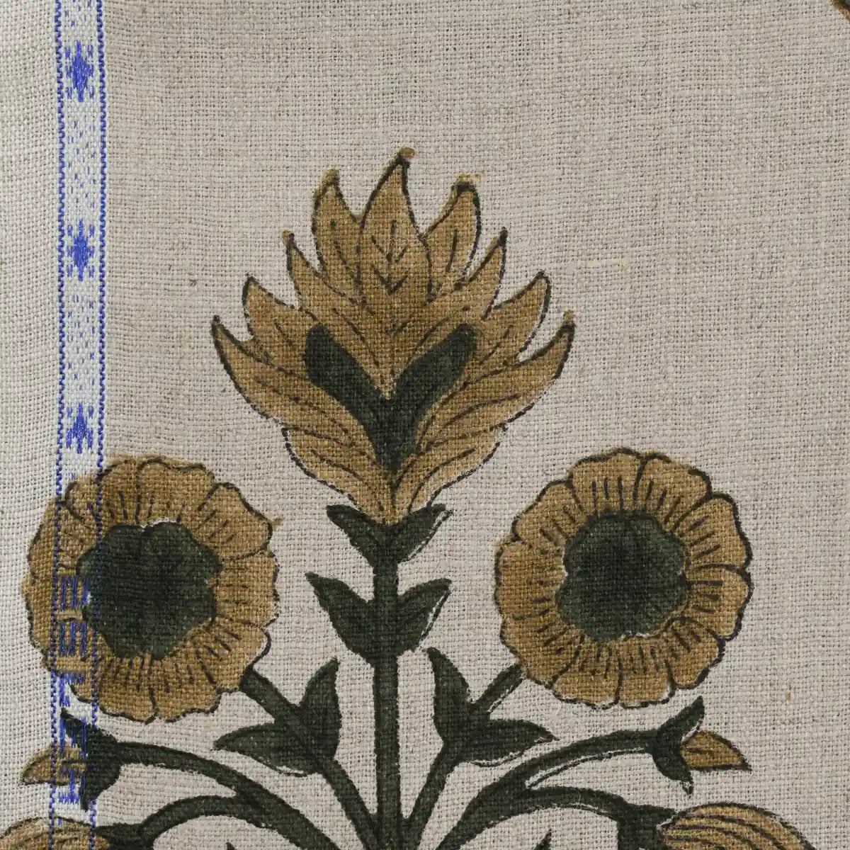 Jeremy Floral Hand Block Print Linen Fabric